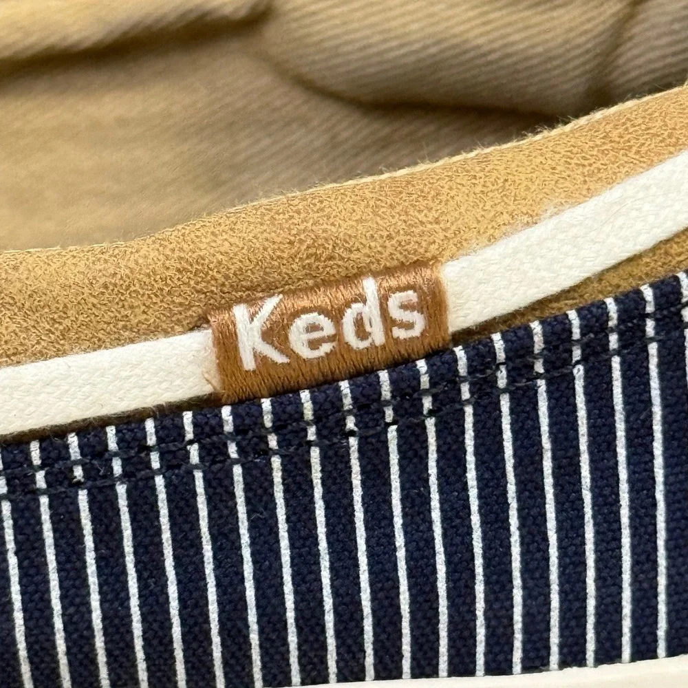 Keds Womens Ortholite Boat‎ Shoes Navy White Striped Loafers WF57107 Size 10